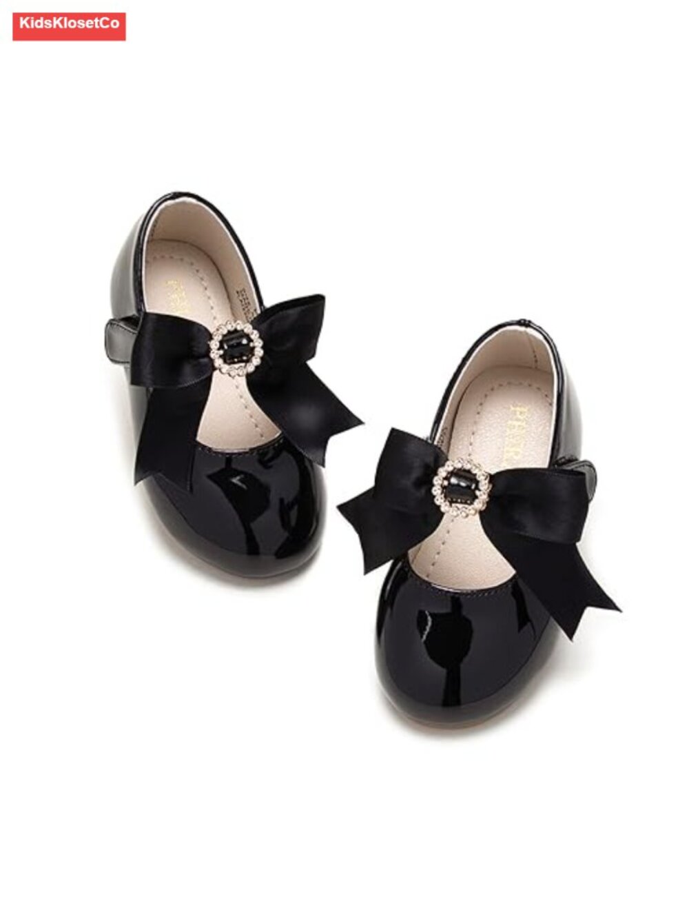 Toddler Girl Mary Jane Flats with Bow - Anti-Slip Dress Shoes
